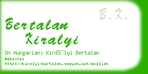 bertalan kiralyi business card